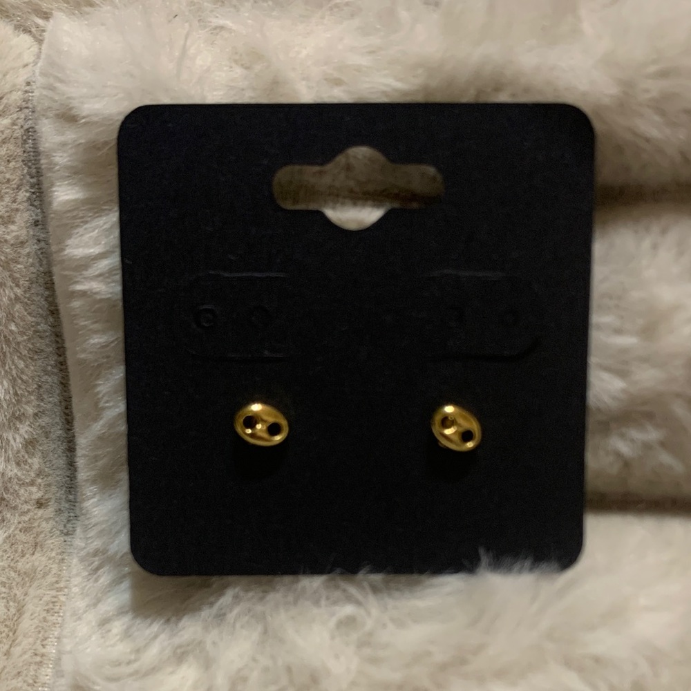 Stainless steel Gold mariner puff Stud Earrings-XS